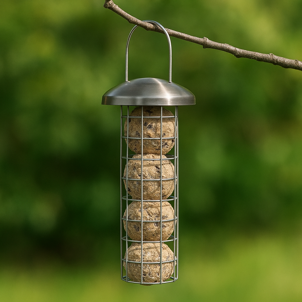 Foderautomat i stål til mejsebolde