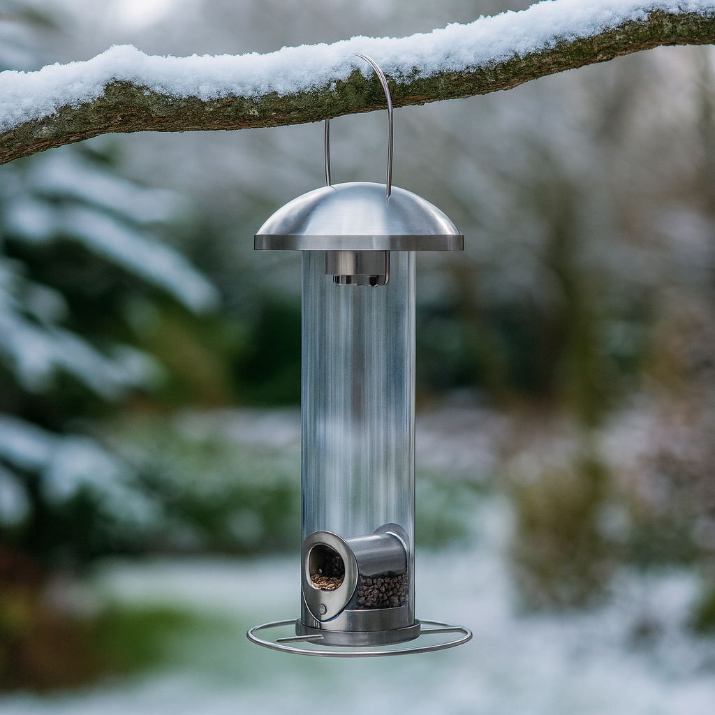 Foderautomat i stål til frøblanding og solsikker