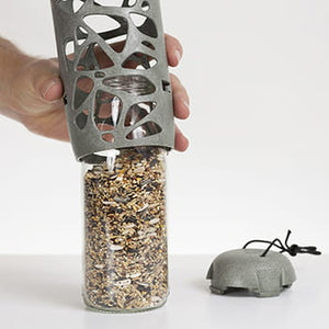 Foderautomat i glas/genbrugsplast til frøblanding