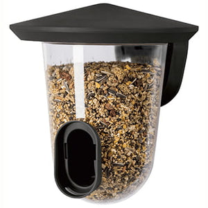 Foderautomat i klar plast til frøblanding