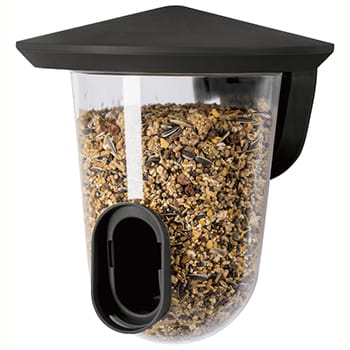 Foderautomat i klar plast til frøblanding