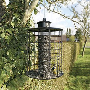 Foderautomat med værn til nødder og solsikker