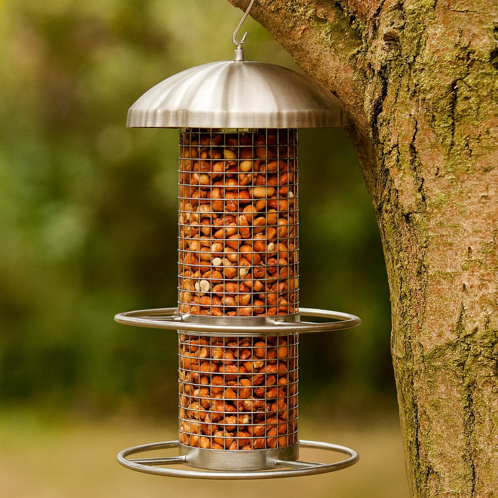 Foderautomat i stål til nødder