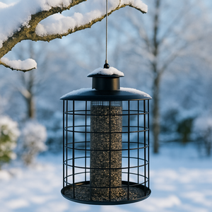 Foderautomat med værn til nødder og solsikker